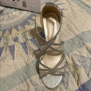 David's Bridal Silver Strappy Heels
